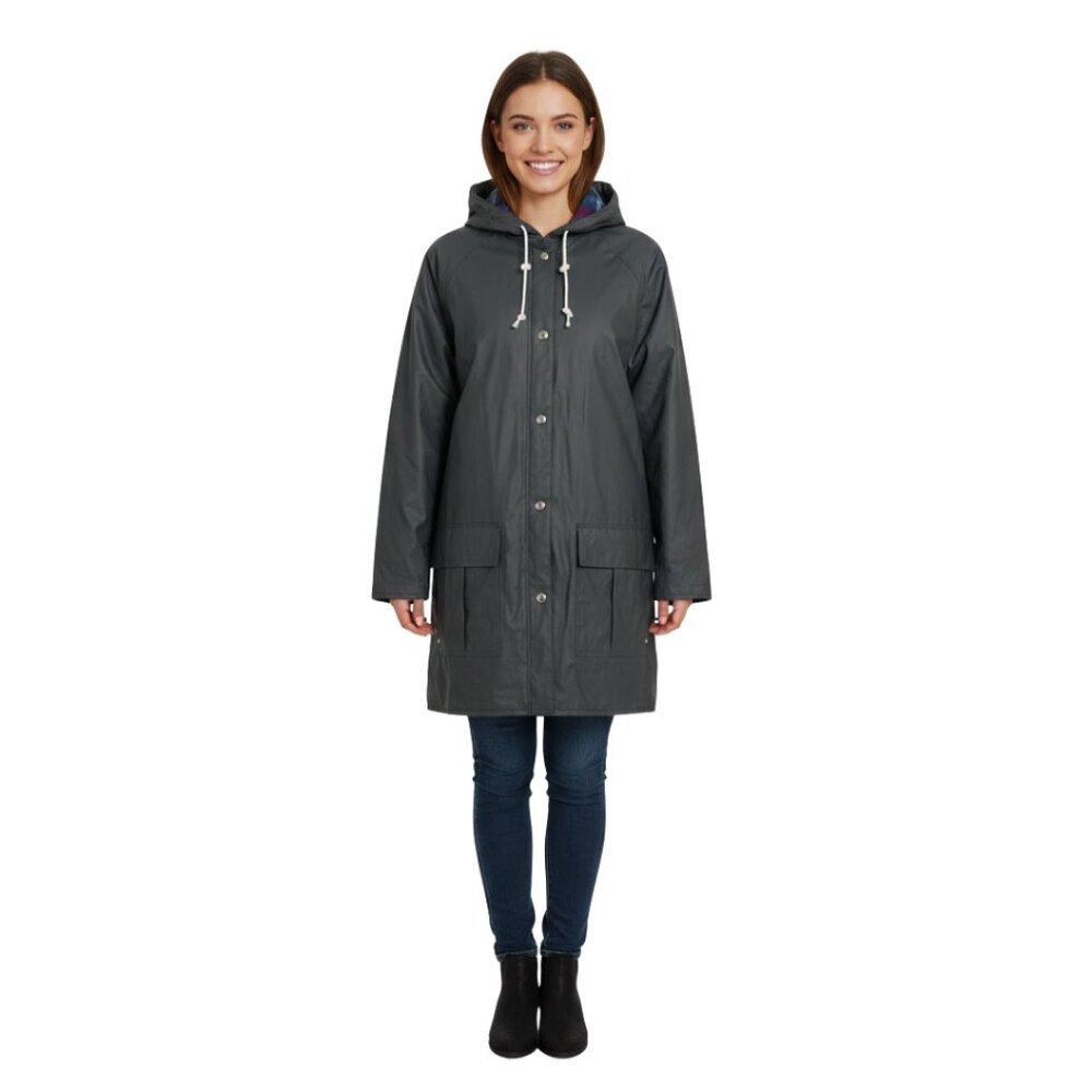 VINTAGE Thermal Slicks Essex Waxed Cotton Lined Rain Coat Jacket Plaid Hooded 16